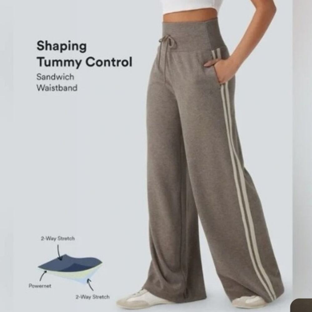 Halara High Waisted straight leg heavy ribbed track pants size L NwOT